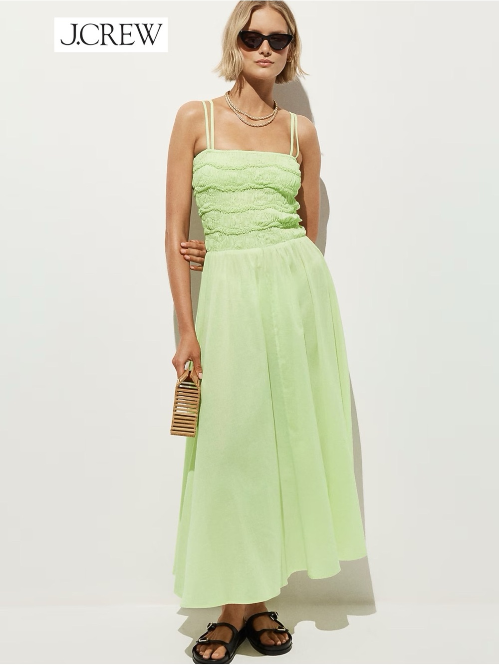 NWT J Crew Wave Maxi Dress in Cotton Voile in Pale Willow S CS596 Coastal Resort
